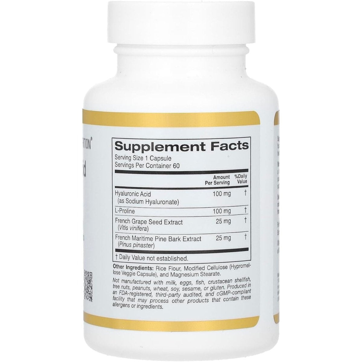California Gold Nutrition Hyaluronic Acid Complex, 60 Veggie Capsules - Suppviv