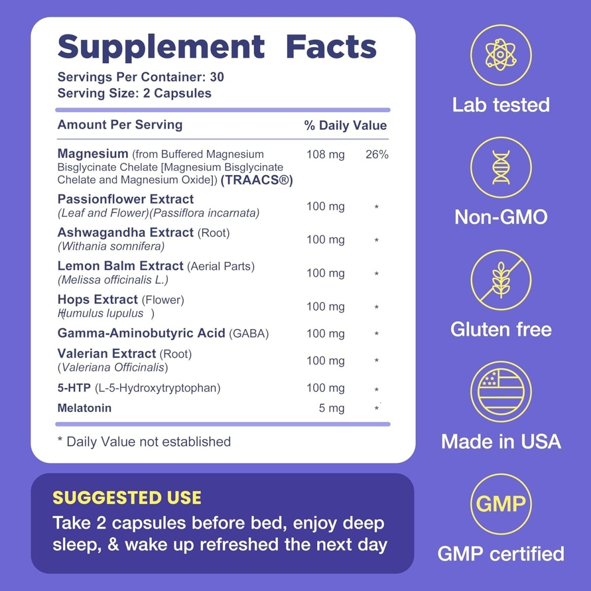 Calmadream Natural Sleep Aid With Melatonin & Magnesium, Ashwagandha 60 Capsules - Suppviv