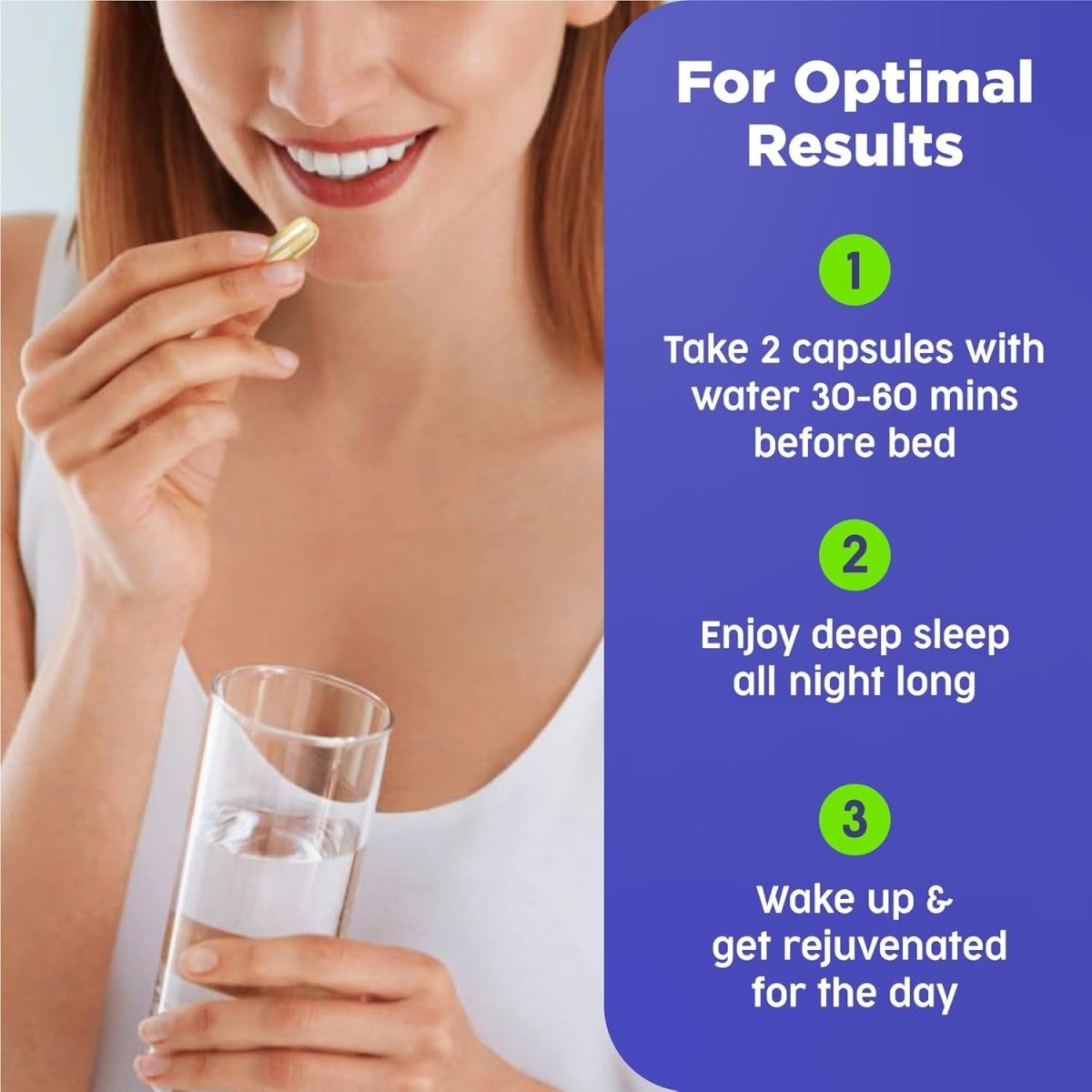 Calmadream Natural Sleep Aid With Melatonin & Magnesium, Ashwagandha 60 Capsules - Suppviv