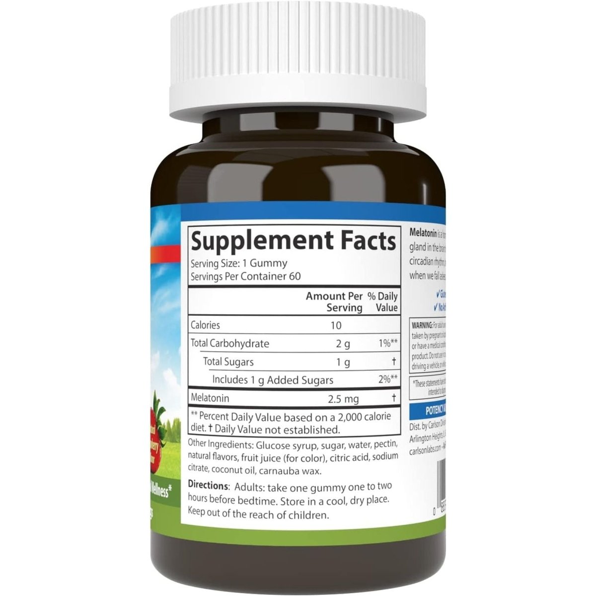 Carlson - Melatonin Gummies 2.5 Mg for Healthy Sleep 60 Gummies - Suppviv