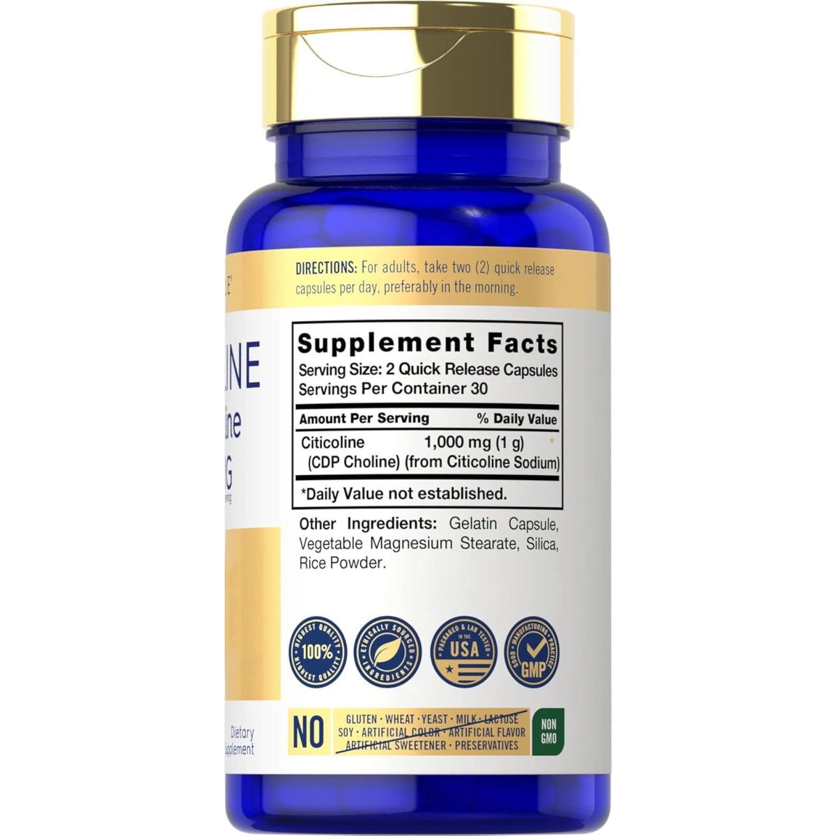 Carlyle Citicoline CDP Choline 1000Mg | 60 Capsules | Extra Strength Formula - Suppviv