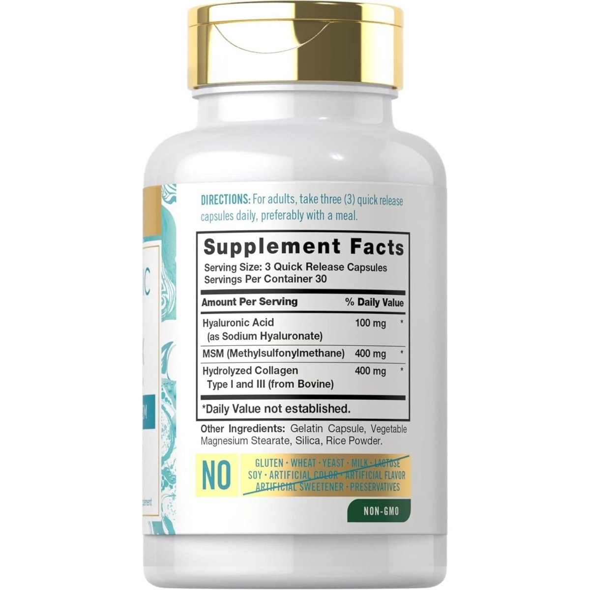 Carlyle Hyaluronic Acid Complex 900 Mg | with Collagen and MSM | 90 Capsules - Suppviv