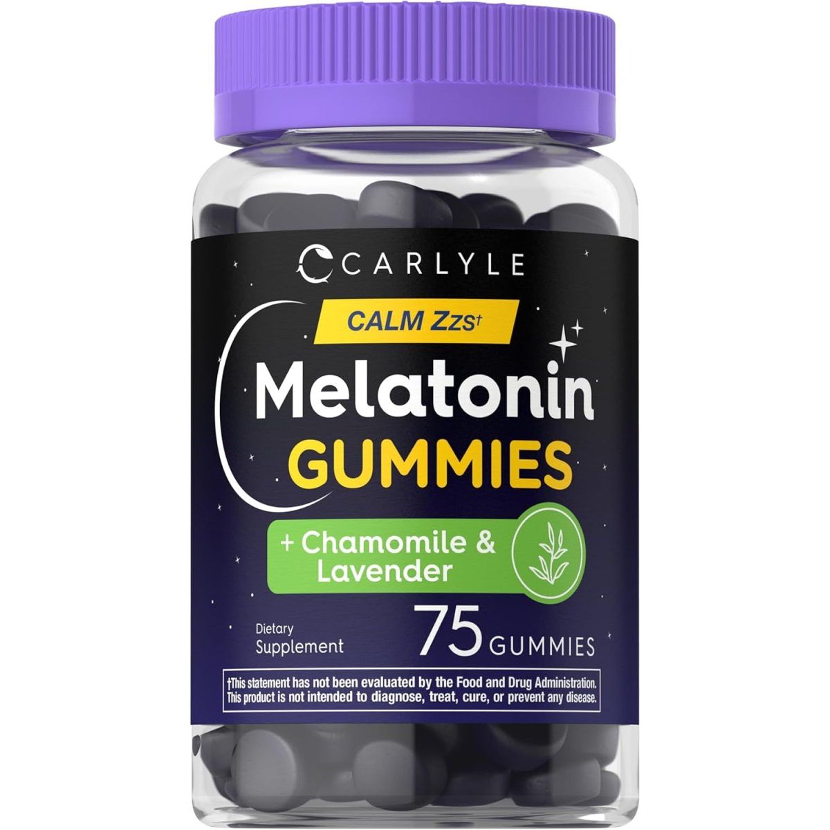 Carlyle Melatonin 3Mg Gummies - with Chamomile and Lavender Extract 75 Count - Suppviv
