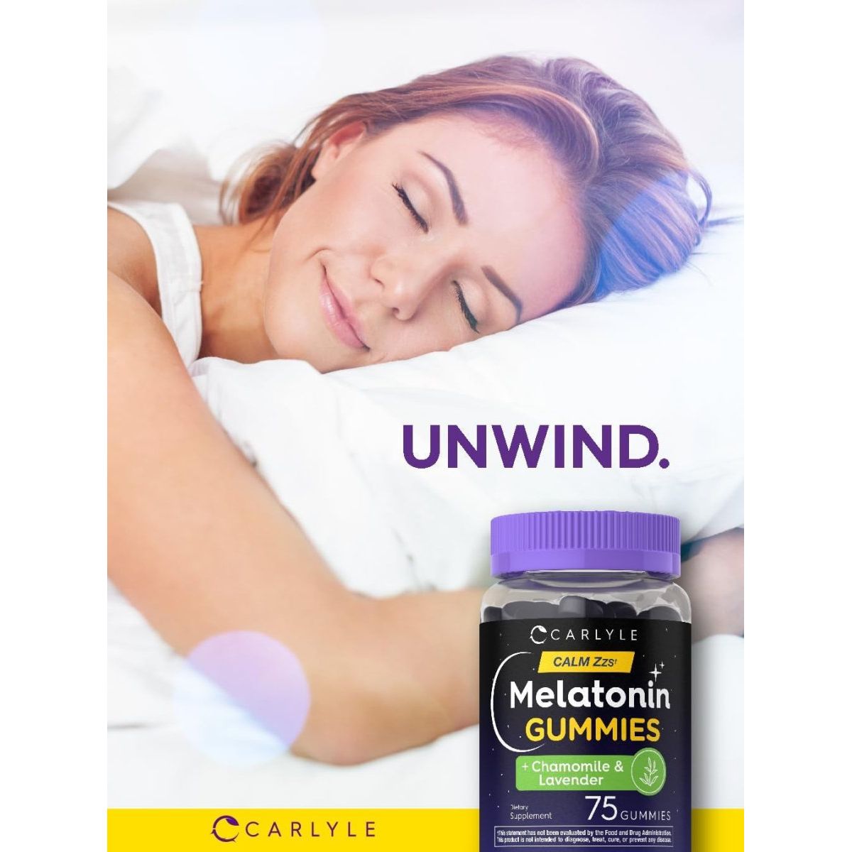 Carlyle Melatonin 3Mg Gummies - with Chamomile and Lavender Extract 75 Count - Suppviv