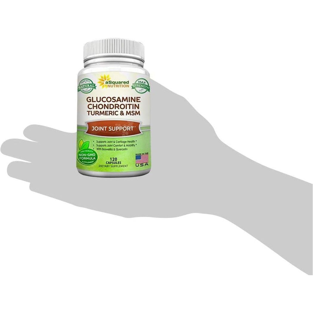 Asquared Nutrition Glucosamine Chondroitin Turmeric MSM Boswellia - 120 Capsules 
