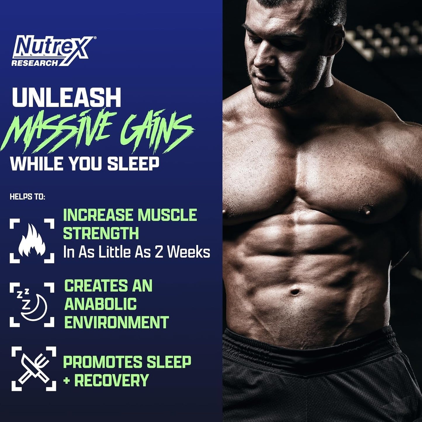 Anabol PM Nighttime Muscle Builder & Sleep Aid | Post Workout Muscle Recovery & Strength – 60 Pills
