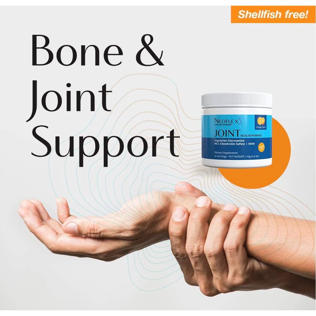 Neoflex Bone & Joint Health Powder Supplement, MSM, Glucosamine, & Chondroitin Triple Strength Formula, 30 Scoops, Canister