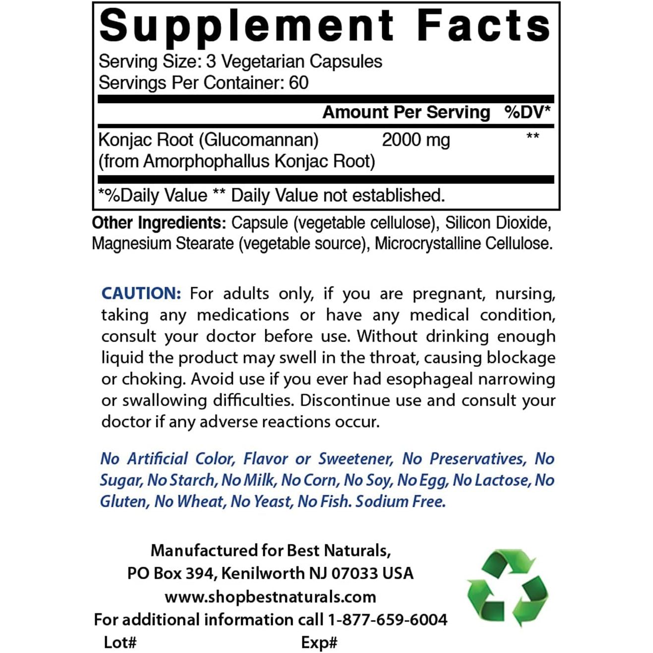 Best Naturals Konjac Root 2000Mg, 180 Count
