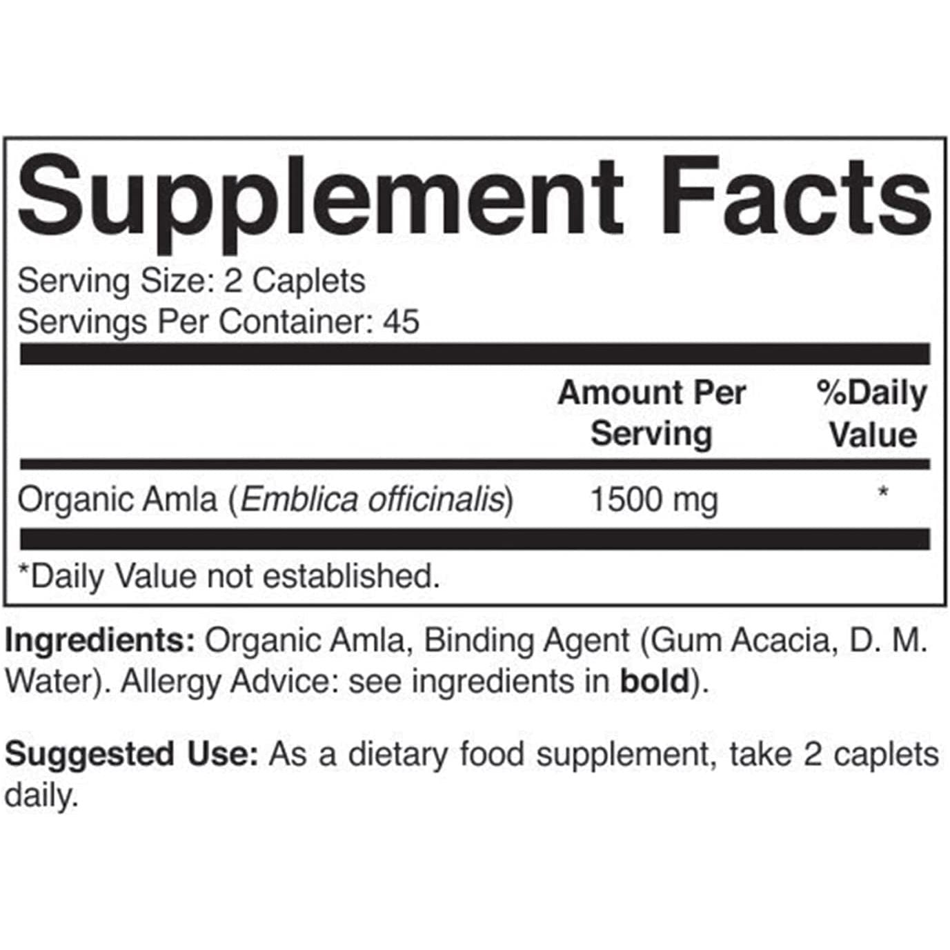 Brieofood Organic Amla 1500Mg, Vegetarian, Gluten Free 45 Servings