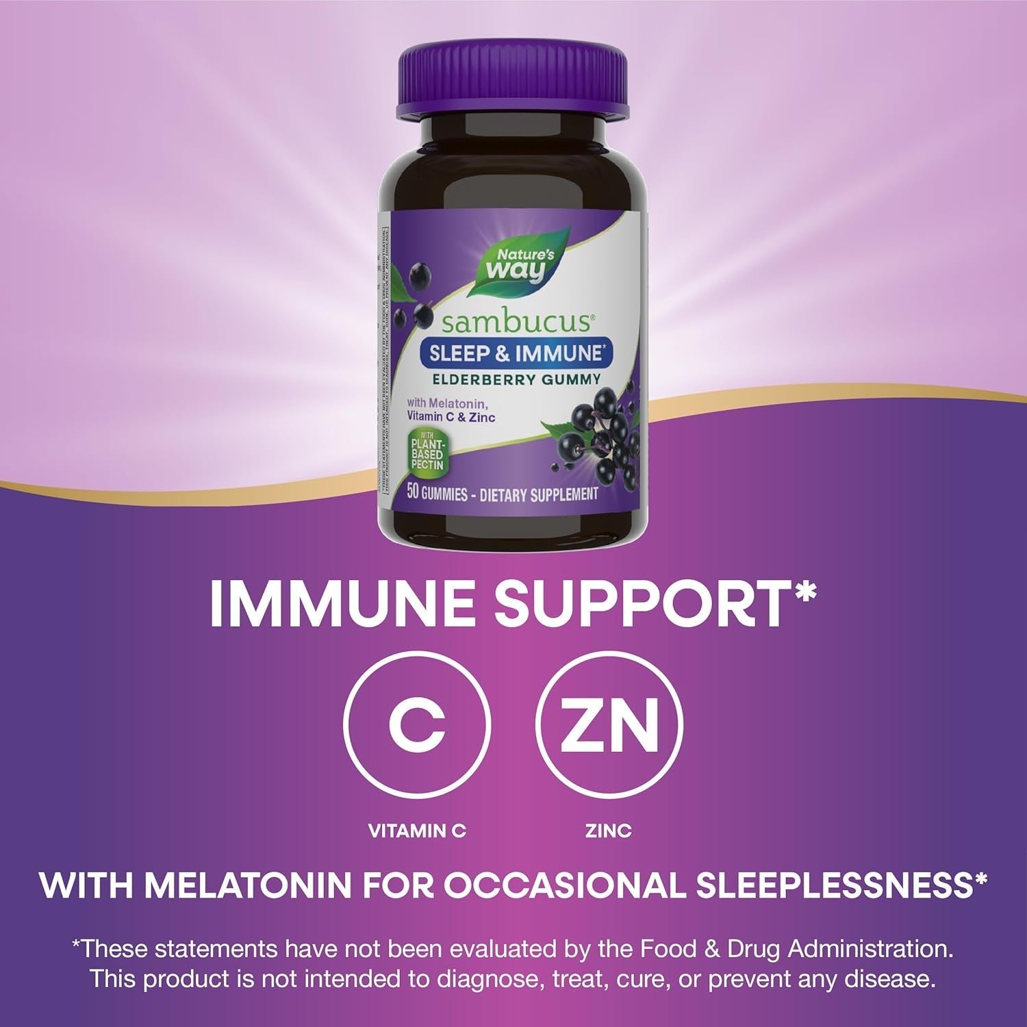 Nature’S Way Sambucus Sleep + Immune* Elderberry 50 Gummies