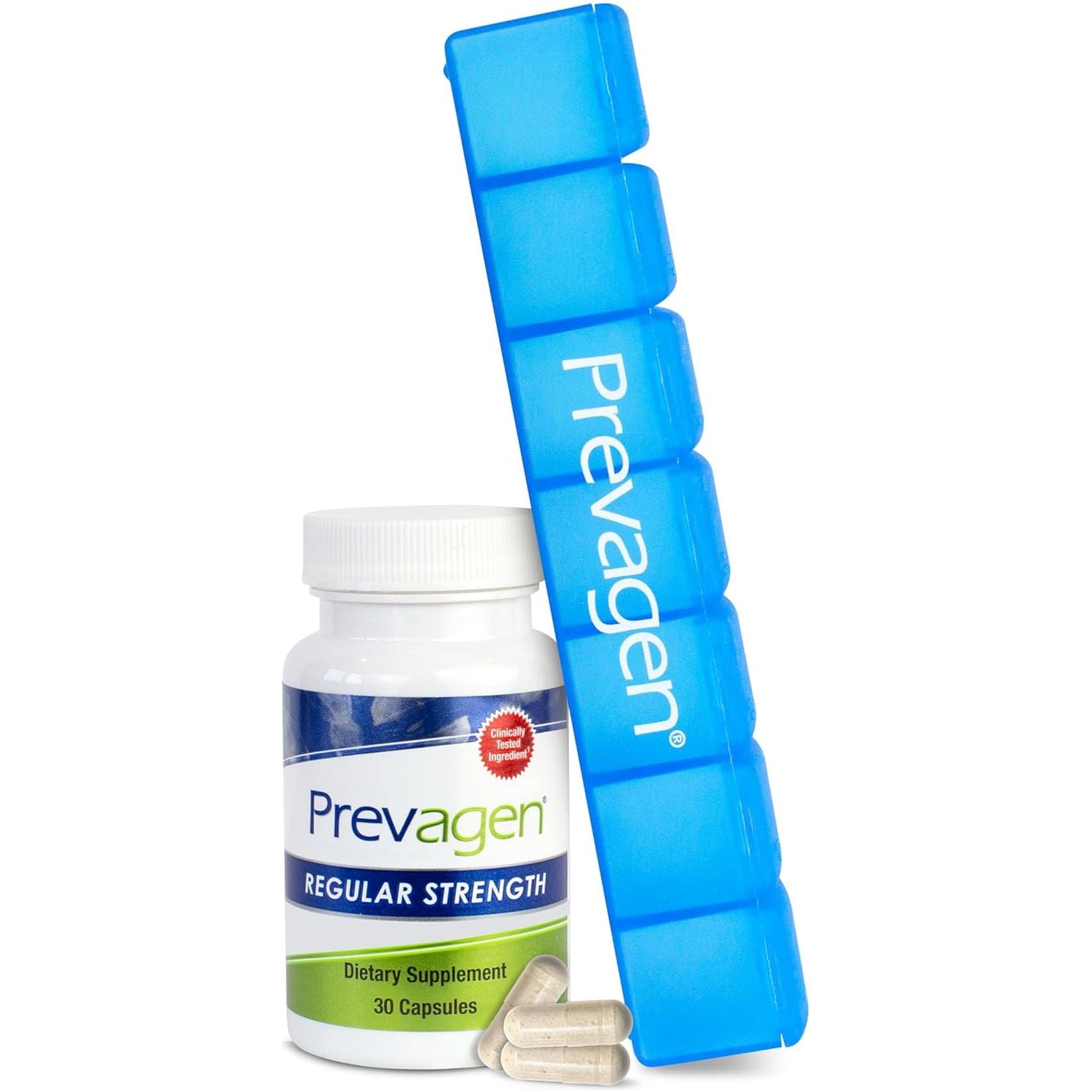 Prevagen Regular Strength 10Mg, 30 Capsules with Apoaequorin & Vitamin D and 7-Day Pill Minder