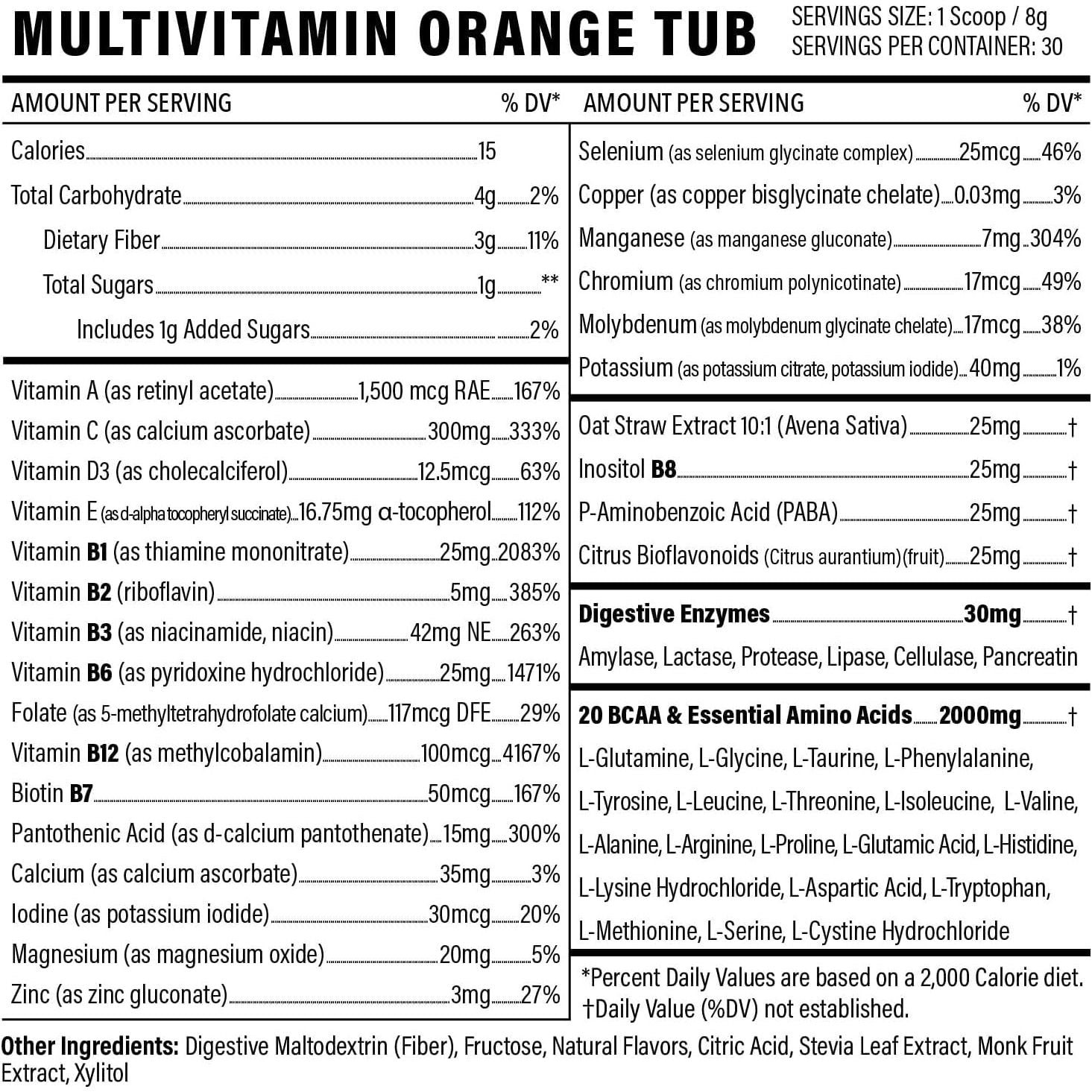 Multivitamin Powder - Keto Drink Mix for Men Women BCAA Amino Acids Won’T Upset Your Stomach