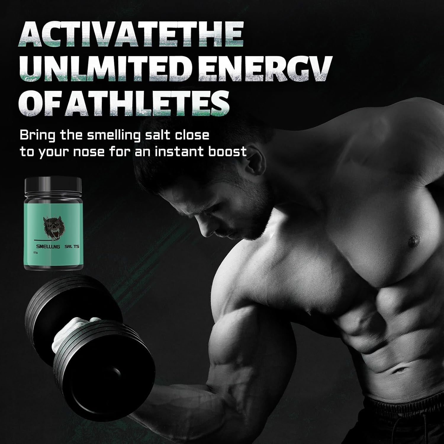 Smelling Salts, Powerful Ammonia Inhalant for Athletes in Powerlifting, Hockey, Football, Weight Lifting,1.89Oz