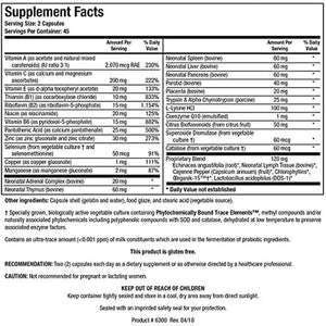 Biotics Research Bio Immunozyme Forte Multivitamin/Mineral to Support Normal, Healthy Immune Function 90 Capsules