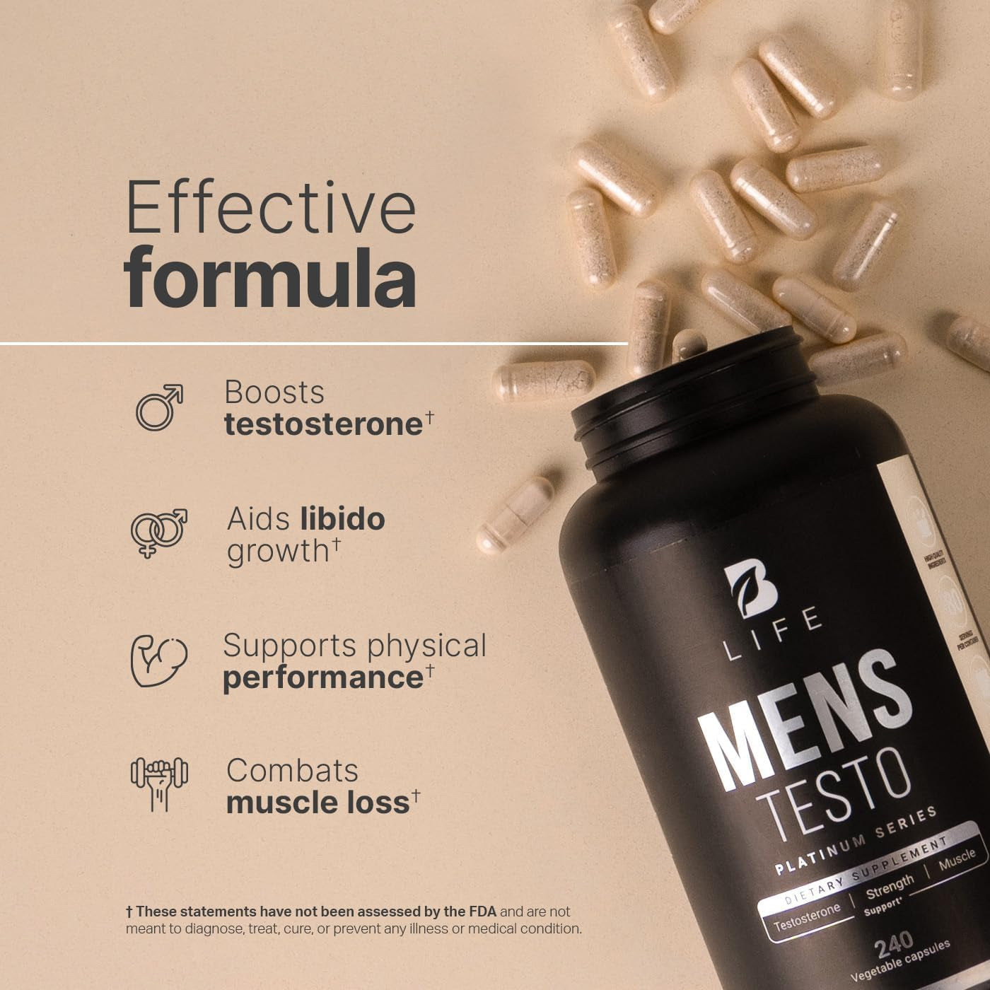 Testosterone Booster for Men - Stamina, Endurance, Muscle Growth & Strength 240 Caps