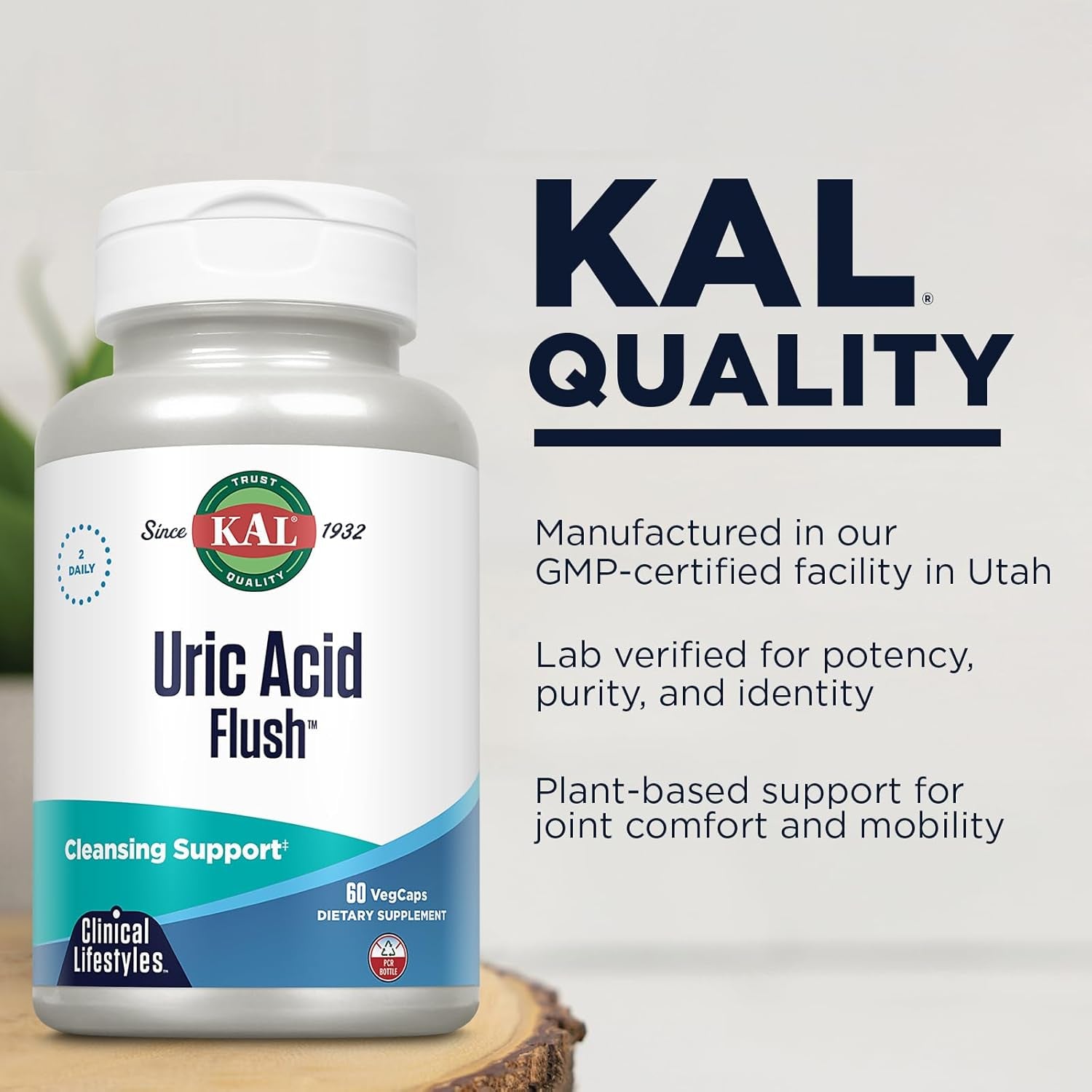 KAL Uric Acid Flush, Joint Health Supplement with Tart Cherry Extract, Celery Seed and Turmeric Extract 30 Servings
