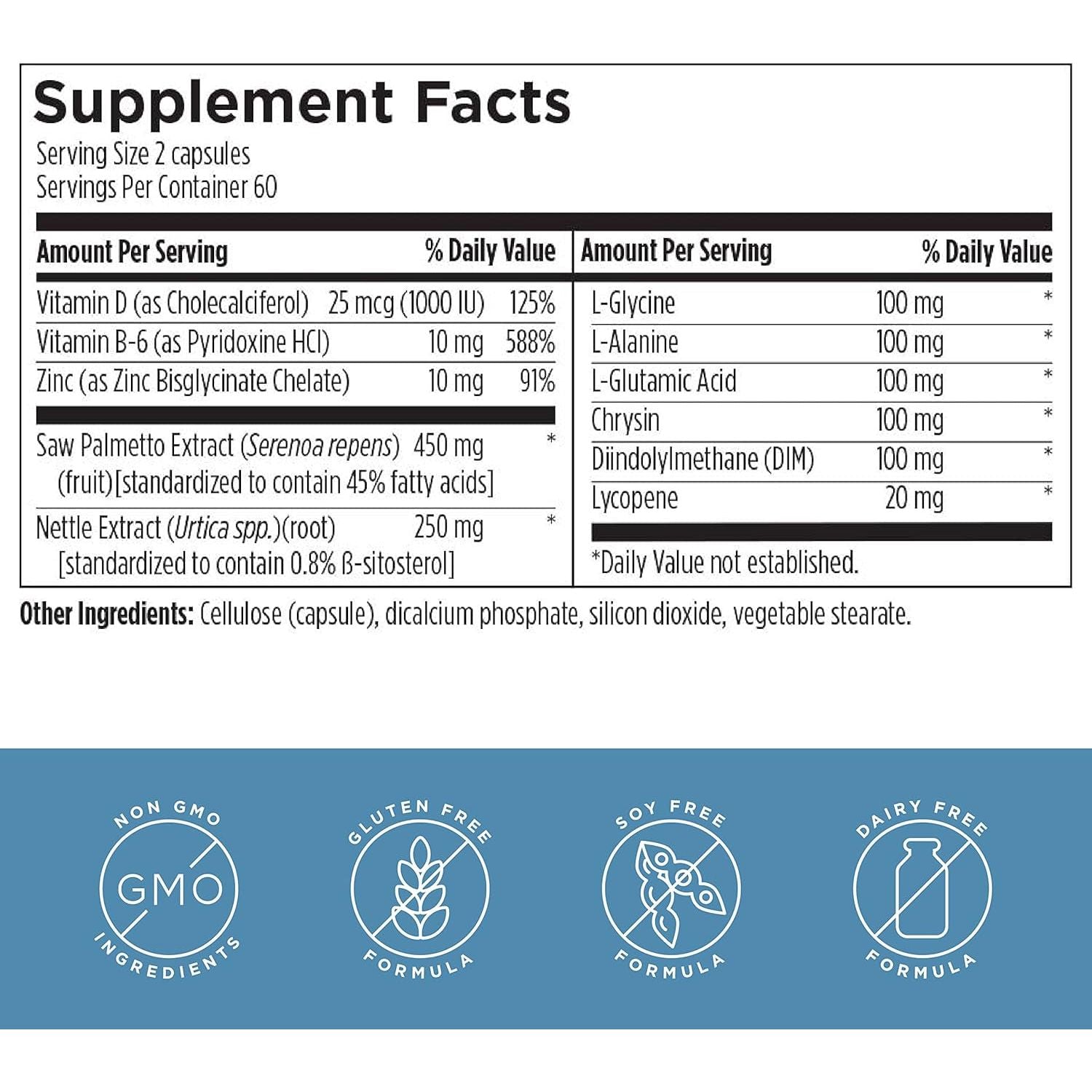 Designs for Health Saw Palmetto Prostate Supplement for Men (120 Capsules)