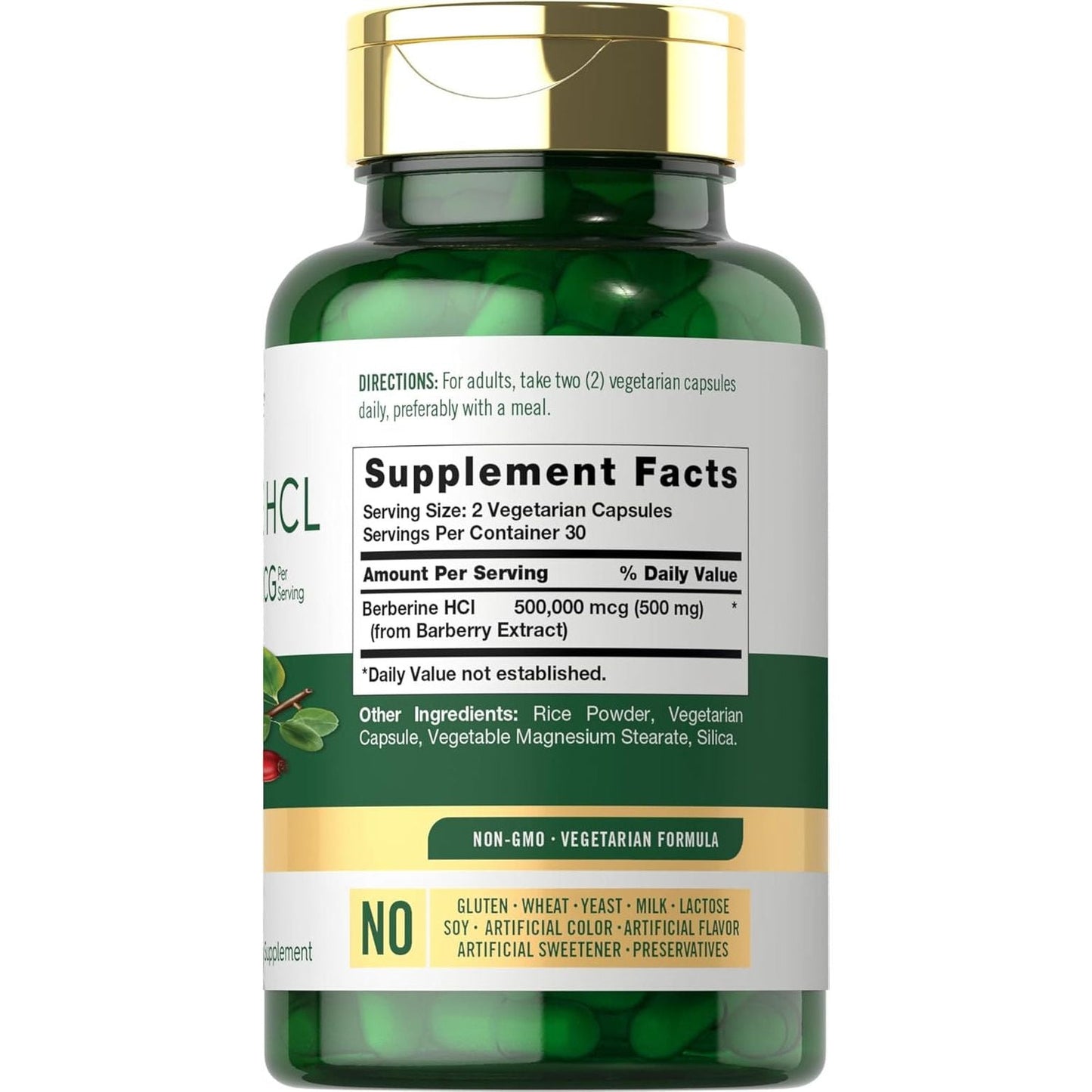 Carlyle Berberine HCL Supplement | 500,000Mcg | 60 Capsules | Vegetarian, Non-Gmo, Gluten Free