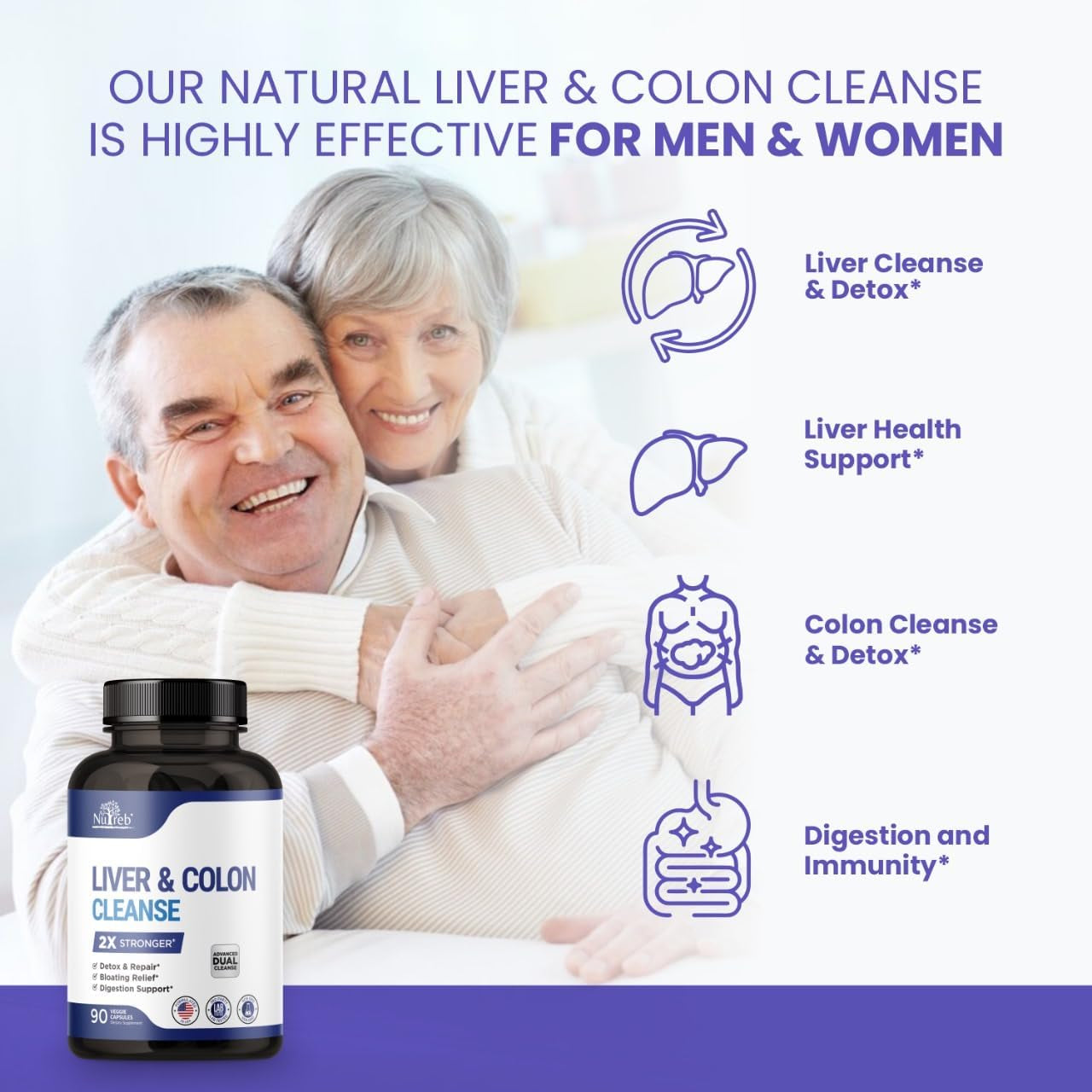 Liver Detox & Colon Cleanse - Premium Milk Thistle Supplement - Men & Women - Vegan 90 Capsules