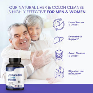 Liver Detox & Colon Cleanse - Premium Milk Thistle Supplement - Men & Women - Vegan 90 Capsules