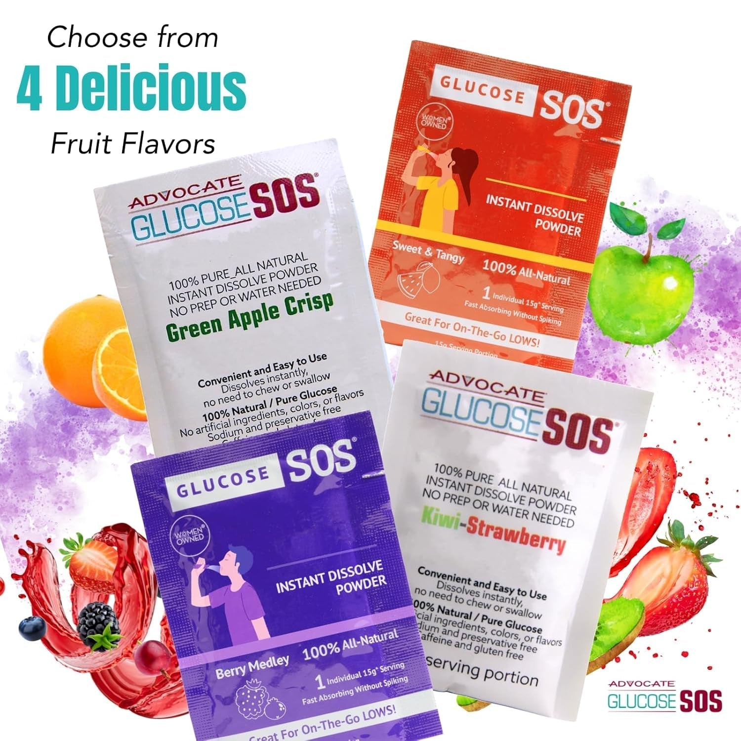 Glucose SOS Glucose Powder Packets with Natural Dextrose 12 Servings