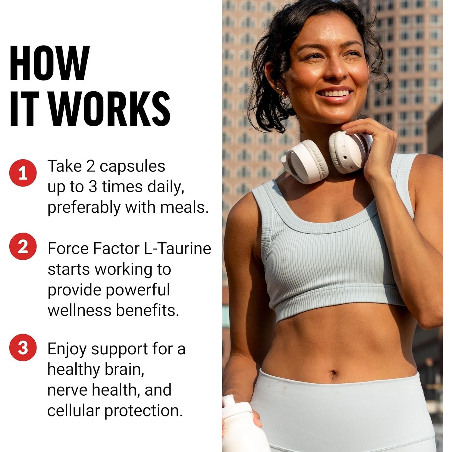 FORCE FACTOR Taurine Supplement 500Mg to Support Nervous System and Cellular Health 180 Vegetable Capsules