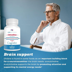 CDP Choline (Citicoline) 300 Mg | 60 Veg Cap| Supports Cognitive Function and Performance, Memory, Attention and Brain Health - Suppviv