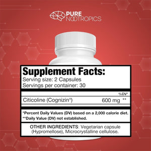 CDP Choline (Citicoline) 300 Mg | 60 Veg Cap| Supports Cognitive Function and Performance, Memory, Attention and Brain Health - Suppviv