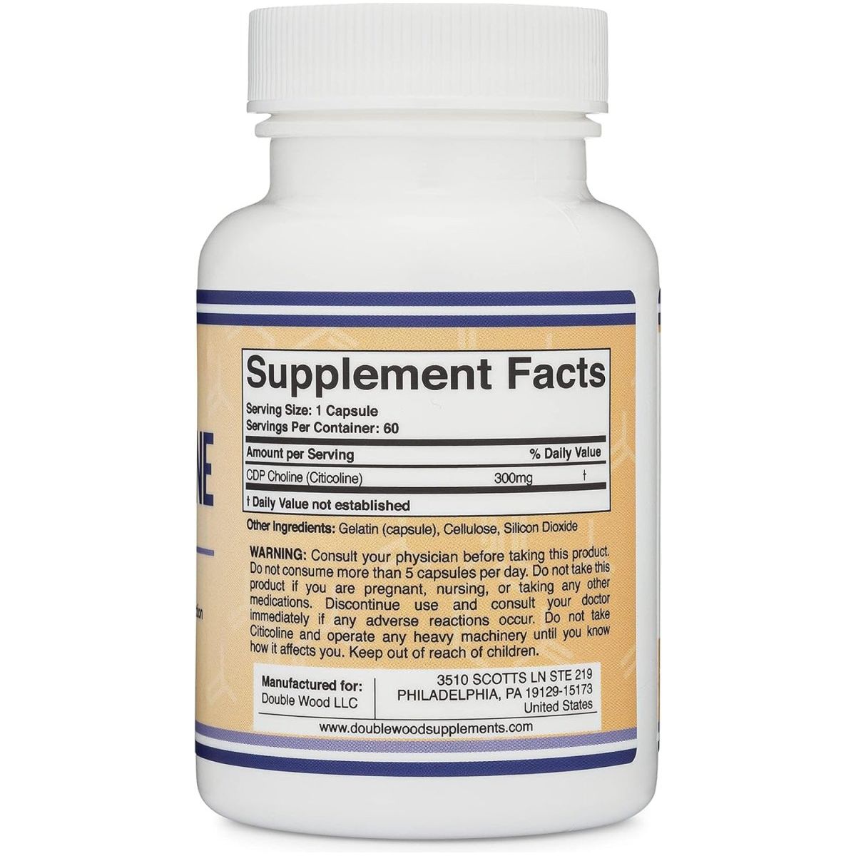 CDP Choline (Citicoline) Supplement, Pharmaceutical Grade, Third Party Tested (60 Capsules 300Mg) - Suppviv