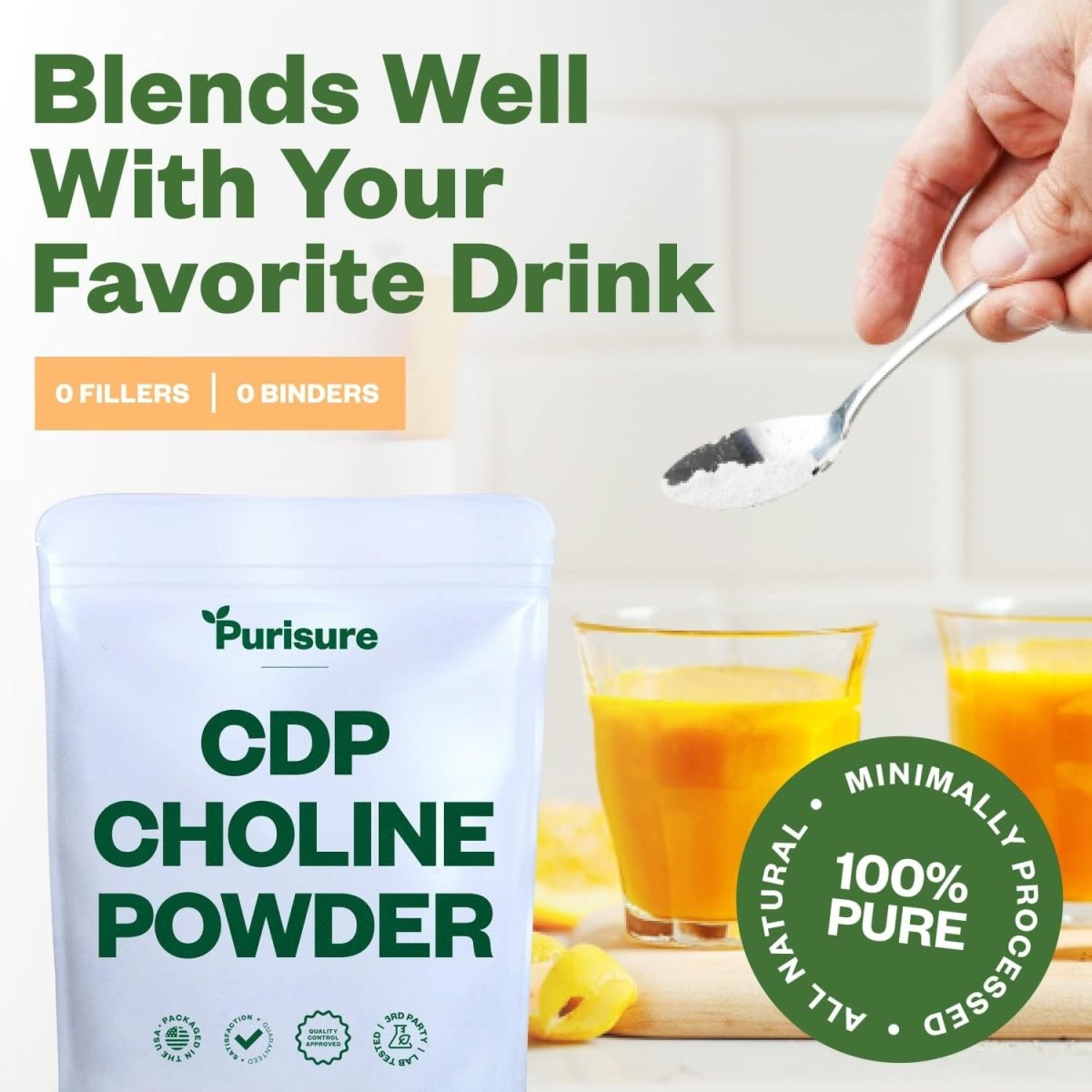 CDP Choline Powder, 50G, CDP Choline Supplements That Support Attention, Focus, and Energy, 200 Servings - Suppviv