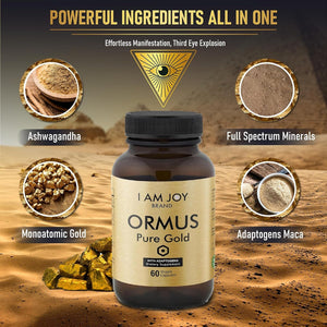 Ormus Gold Capsules Monoatomic Elements with Adaptogens Maca and Ashwaganda - 60 Vegan Capsules