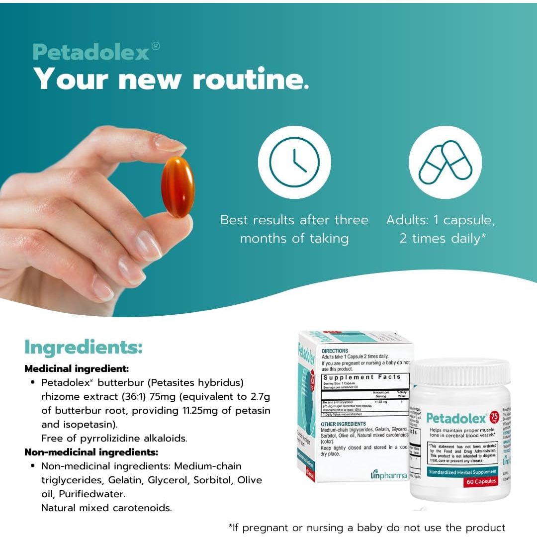 Migraine Relief - Patented Butterbur Root Extract, 75Mg for Migraines Solution Prevention