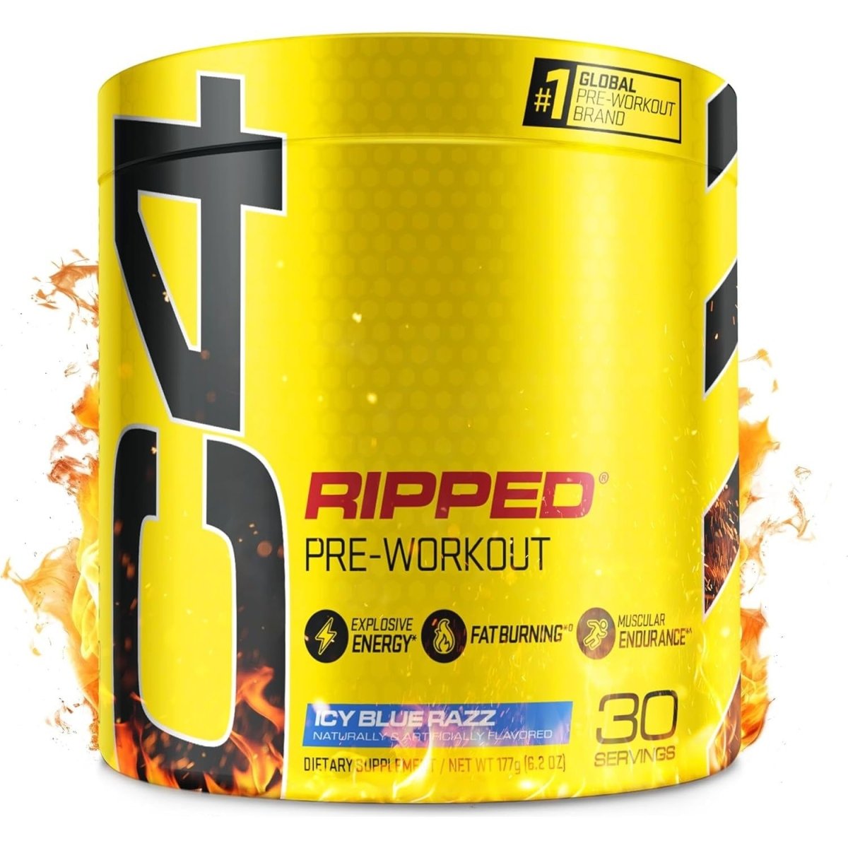 Cellucor C4 Ripped Pre Workout Powder for Energy, Beta Alanine, Sugar Free 150Mg Caffeine - ICY Blue Razz - 30 Servings - Suppviv