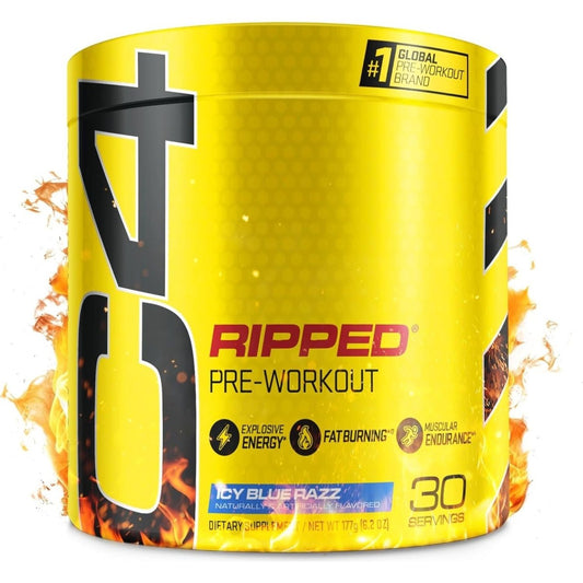 Cellucor C4 Ripped Pre Workout Powder for Energy, Beta Alanine, Sugar Free 150Mg Caffeine - ICY Blue Razz - 30 Servings - Suppviv