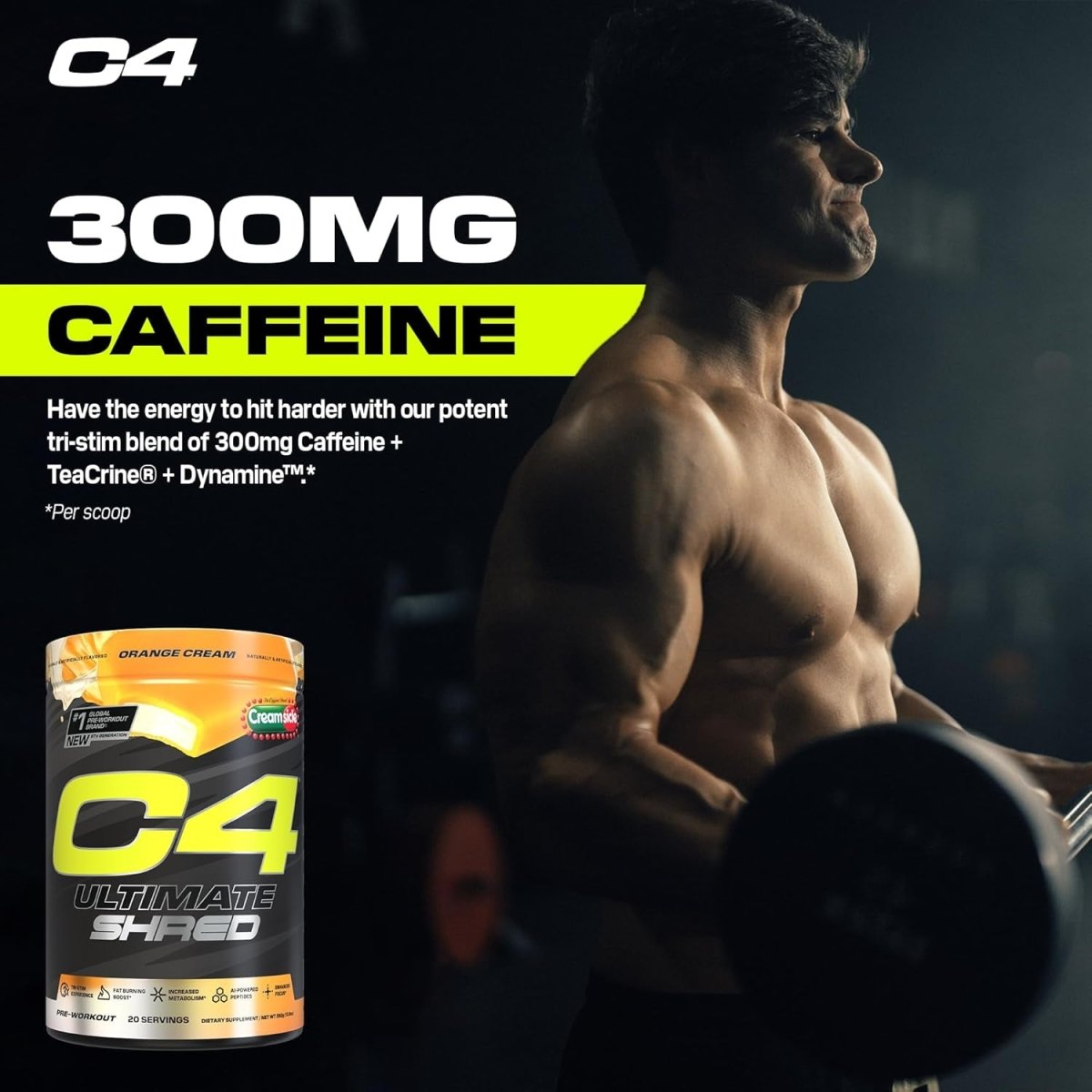 Cellucor C4 Ultimate Shred Pre Workout Powder,Cayenne Extract+300Mg Caffeine+Teacrine+Dynamine 20 Servings - Suppviv