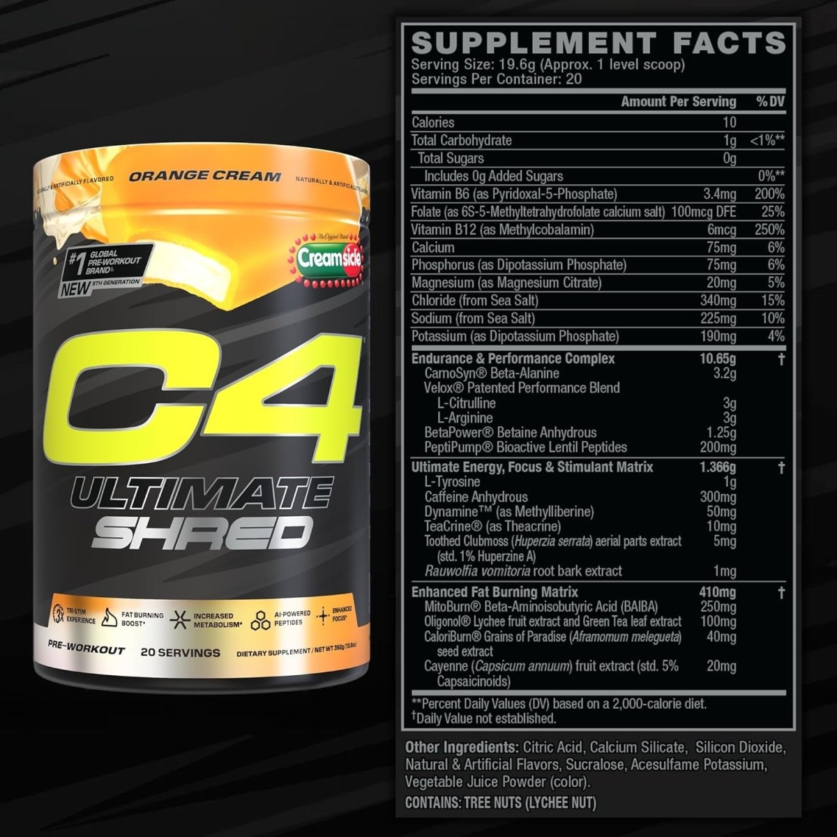 Cellucor C4 Ultimate Shred Pre Workout Powder,Cayenne Extract+300Mg Caffeine+Teacrine+Dynamine 20 Servings - Suppviv