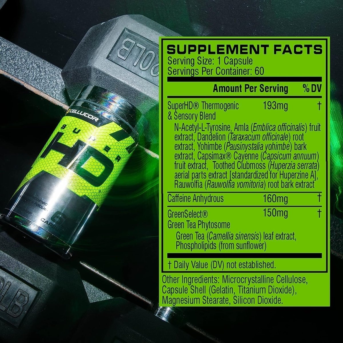 Cellucor Super HD for Men & Women - Enhance Focus and Increase Energy - Capsimax, Green Tea Extract 60 Servings - Suppviv