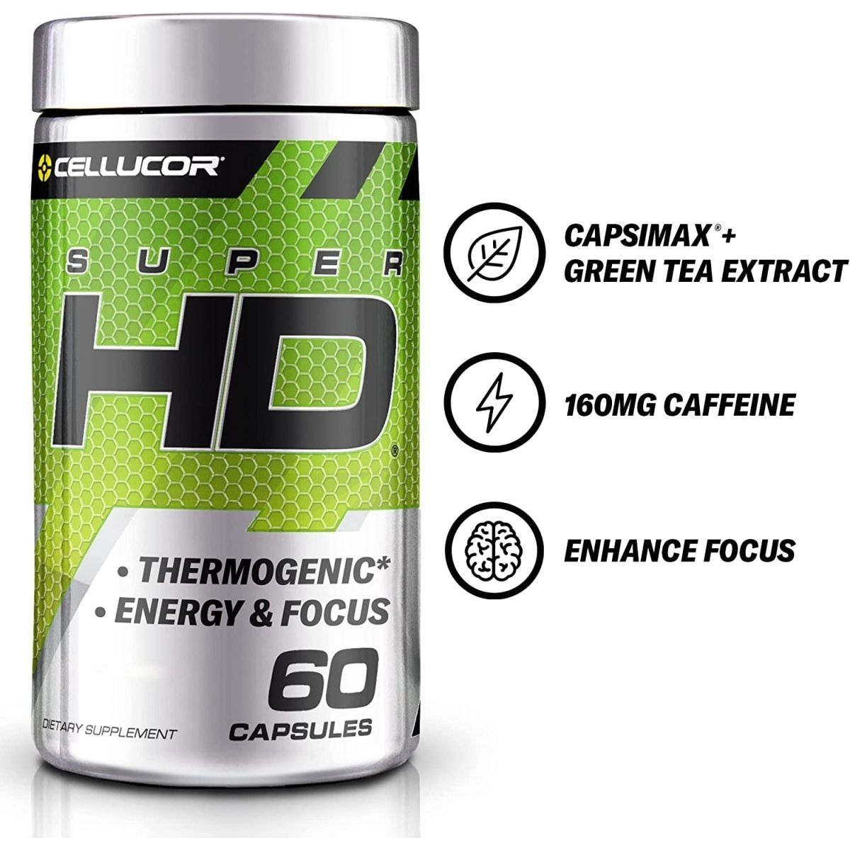 Cellucor Super HD for Men & Women - Enhance Focus and Increase Energy - Capsimax, Green Tea Extract 60 Servings - Suppviv