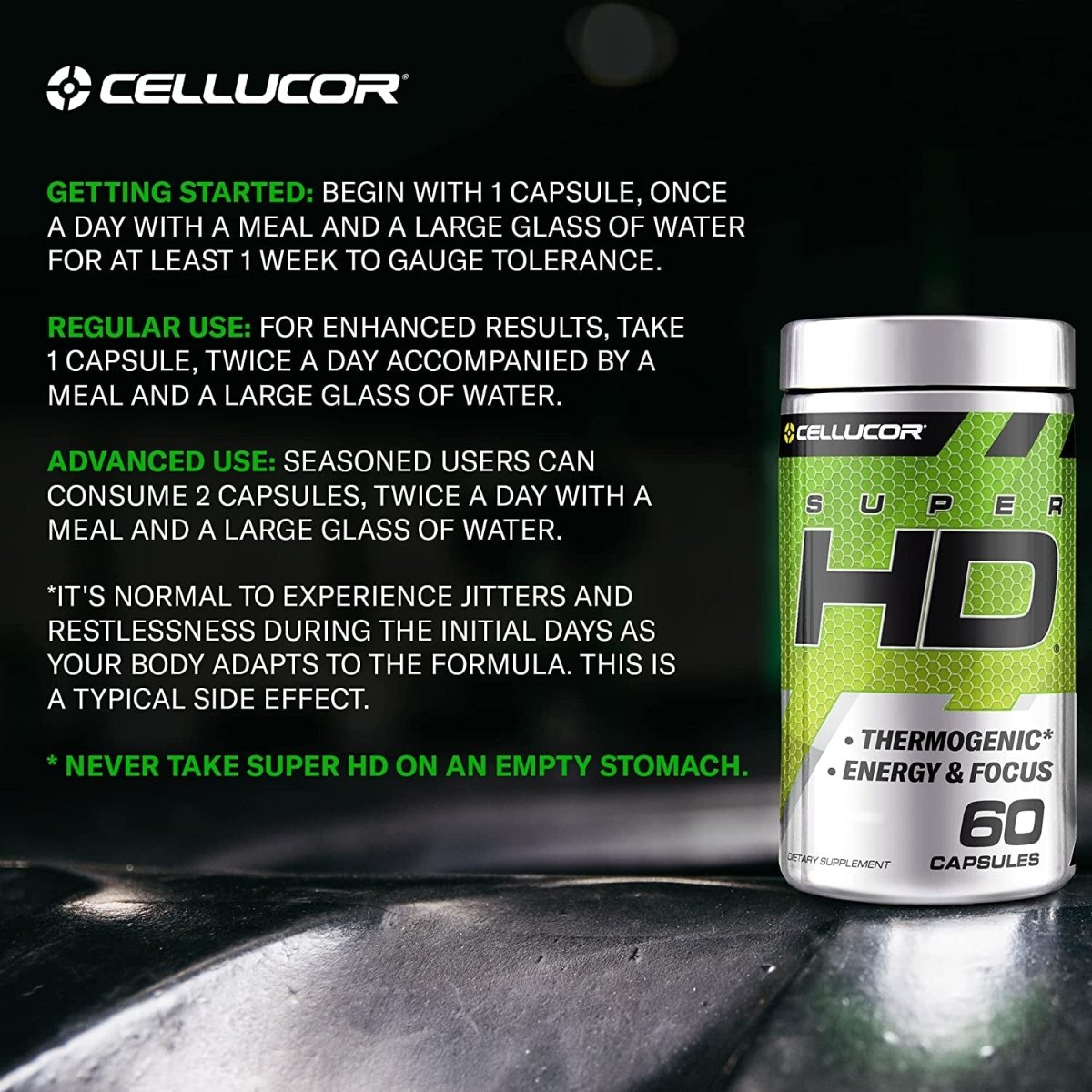 Cellucor Super HD for Men & Women - Enhance Focus and Increase Energy - Capsimax, Green Tea Extract 60 Servings - Suppviv