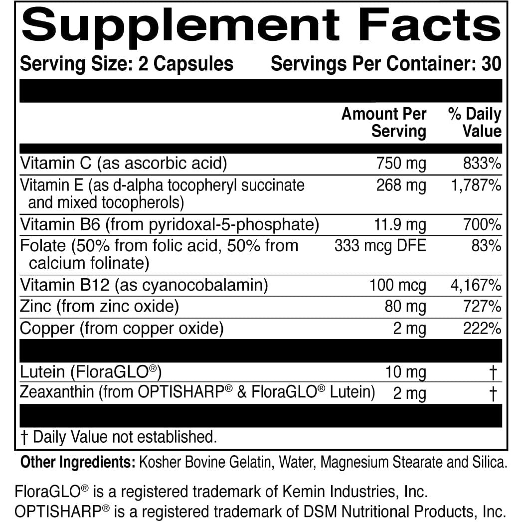 Macularprotect AREDS2 Vitamin & Mineral Supplement - Includes Trio of B Vitamins for Added Macular Health Support - 60 Capsules