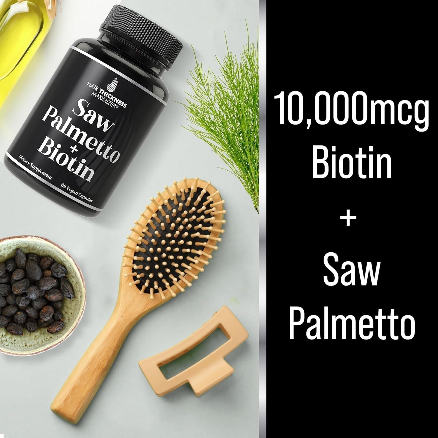 Saw Palmetto + Biotin Advanced for Hair Growth Hair Loss and Regrowth Pills - DHT Blocker