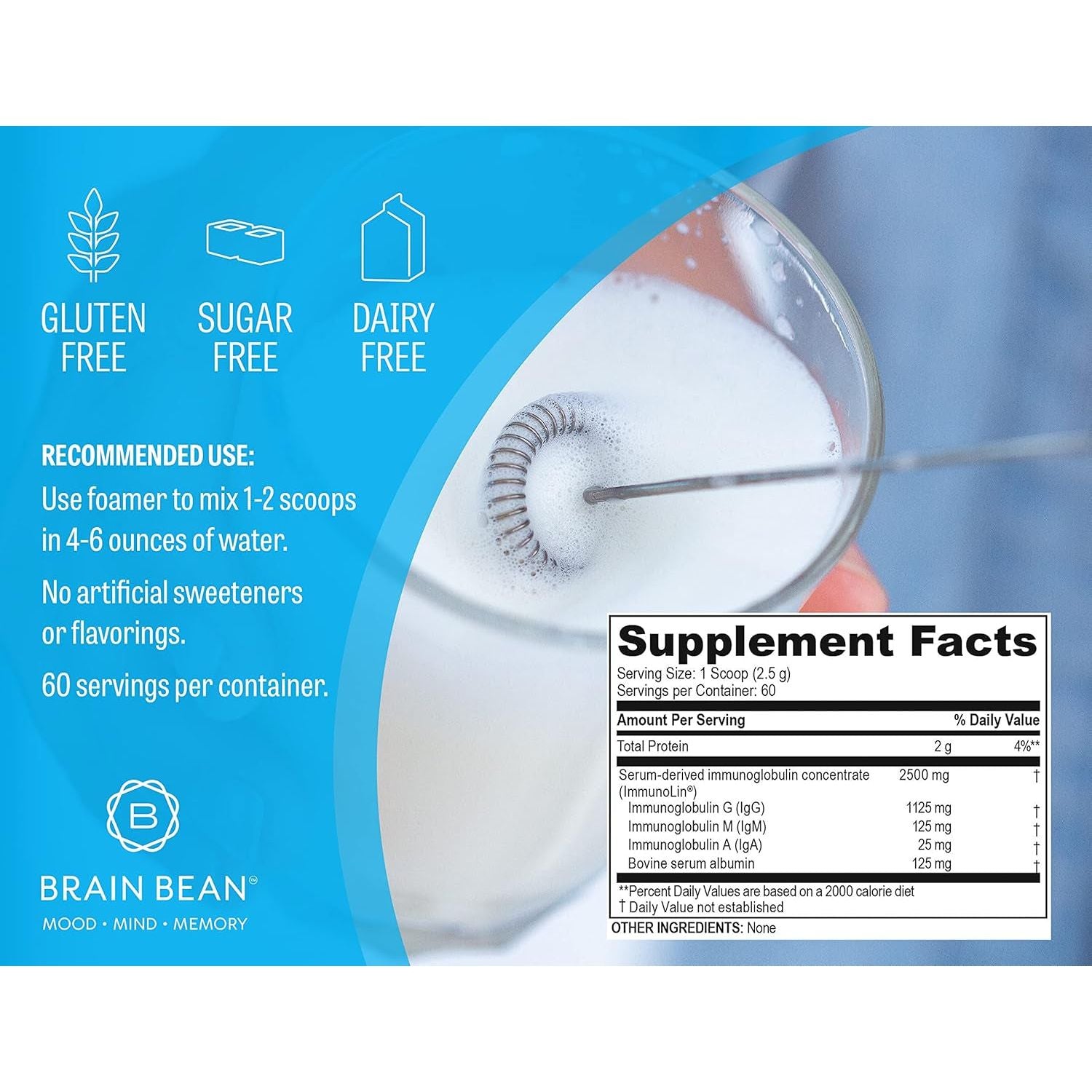 Brain Basics Ultra Pure Igg Supplement - Blended Vitamin & Mineral Supplements, 150G, 60 Servings