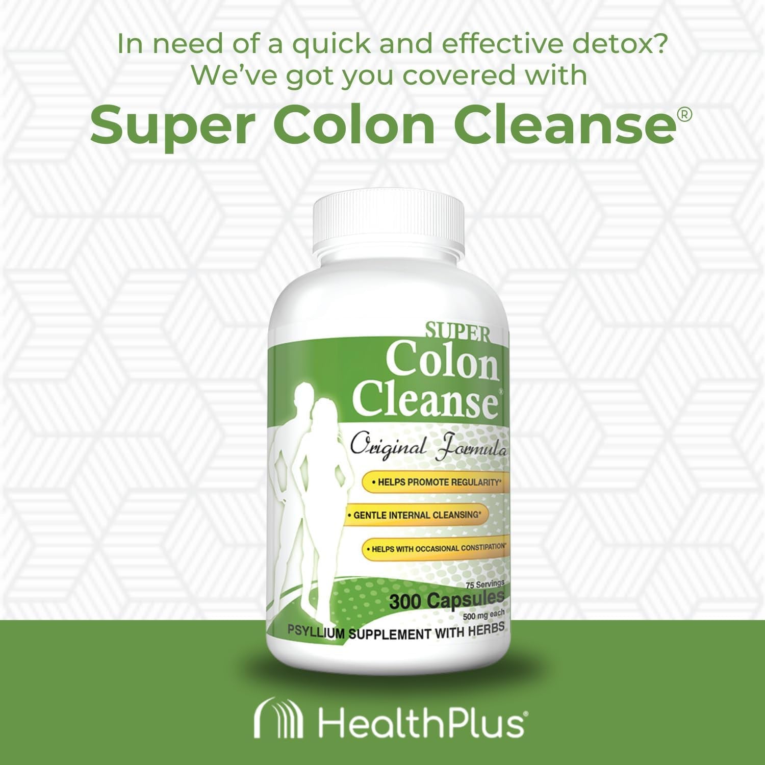 Health plus Super Colon Cleanse Original Formula 300 Capsules, 6 Cleanses