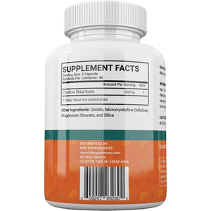 Choline Bitartrate 900Mg per Serving 90 Capsules KRK SUPPLEMENTS - Suppviv