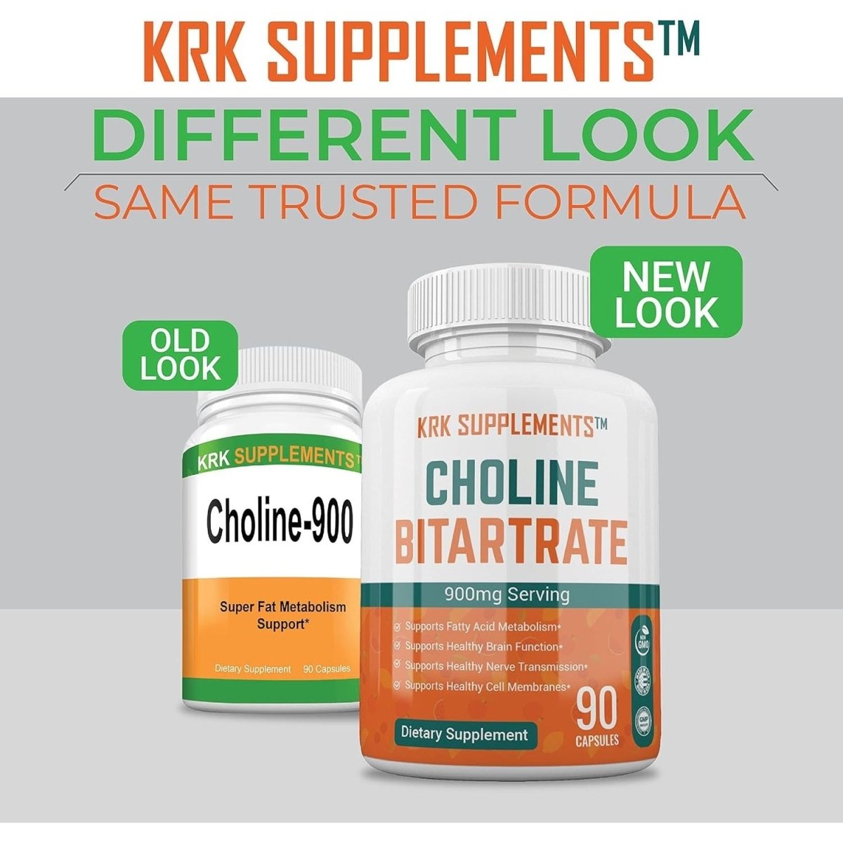 Choline Bitartrate 900Mg per Serving 90 Capsules KRK SUPPLEMENTS - Suppviv