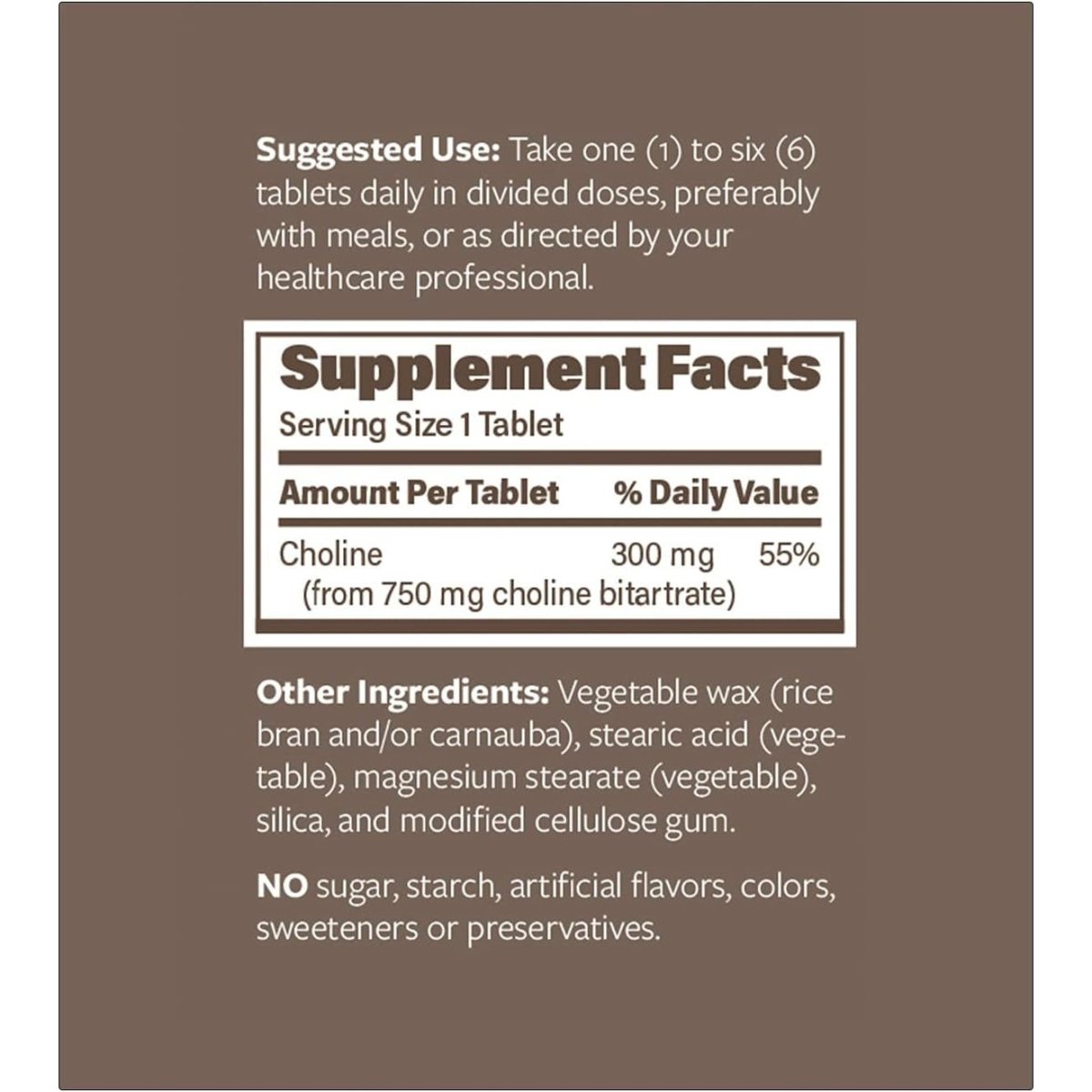 Choline Bitartrate Sustained Release - 300Mg 60 Tablet - Prenatal Supplement for Development & Growth - Suppviv