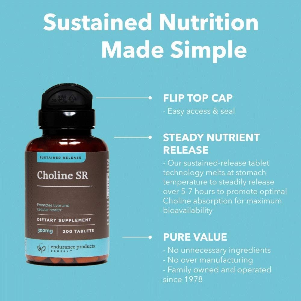 Choline Bitartrate Sustained Release - 300Mg 60 Tablet - Prenatal Supplement for Development & Growth - Suppviv