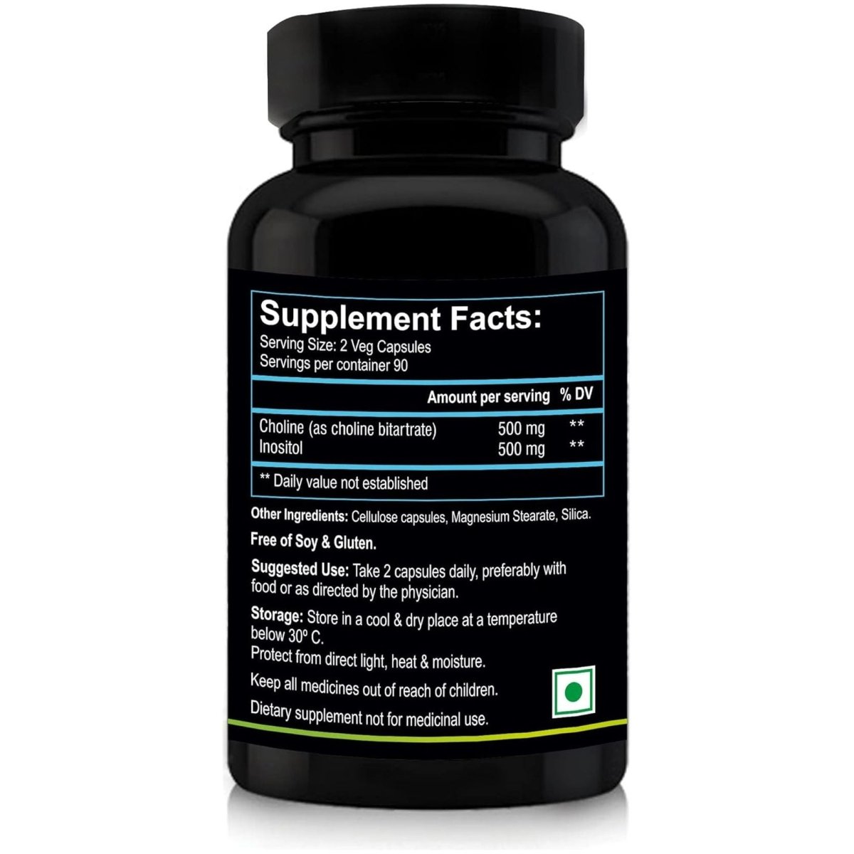 Choline & Inositol 1000Mg Serving (Choline 500Mg + Inositol 500Mg), 90 Veg Capsules - Suppviv