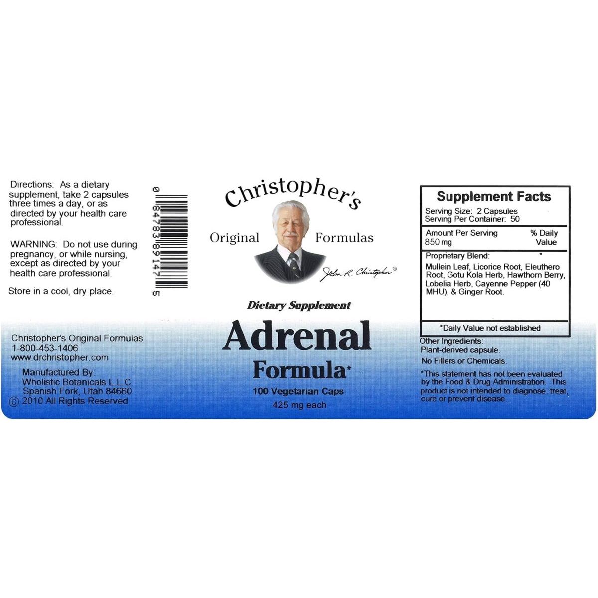 Christopher'S Original Formulas Adrenal Formula for Stress Support - Natural Cortisol Manager - Suppviv
