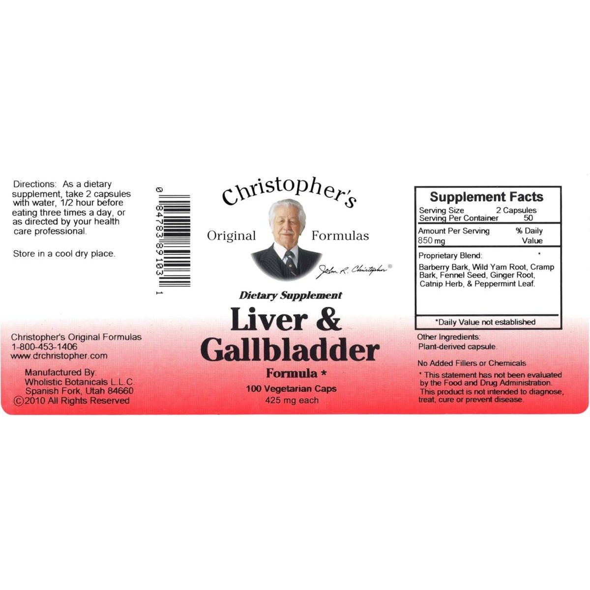 Christopher'S Original Formulas Liver & Gallbladder Formula Capsules - Suppviv